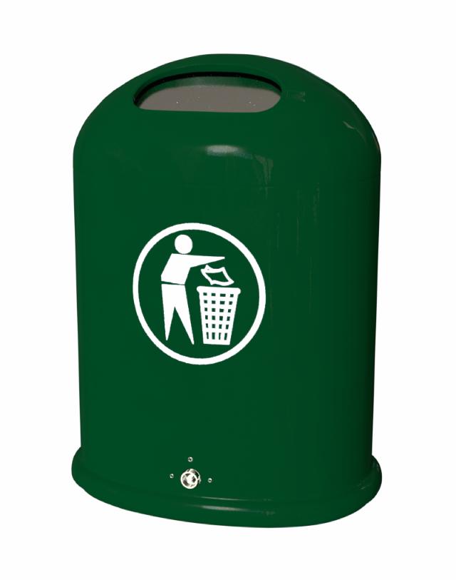 Modell 5034  Abfallbehälter im Außenraum 45 liter Mit Klappe Grün