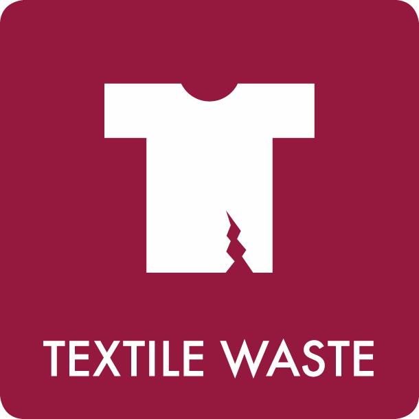 Piktogramm Textile waste 12x12 cm Aufkleber Bordeaux