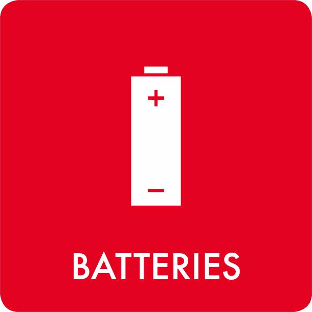 Piktogramm Batteries 12x12 cm Aufkleber Rot